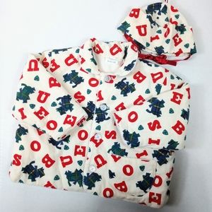 Scotty Dog/ABC Print Lightweight Cotton Jacket and Hat Set Unisex Size 2T